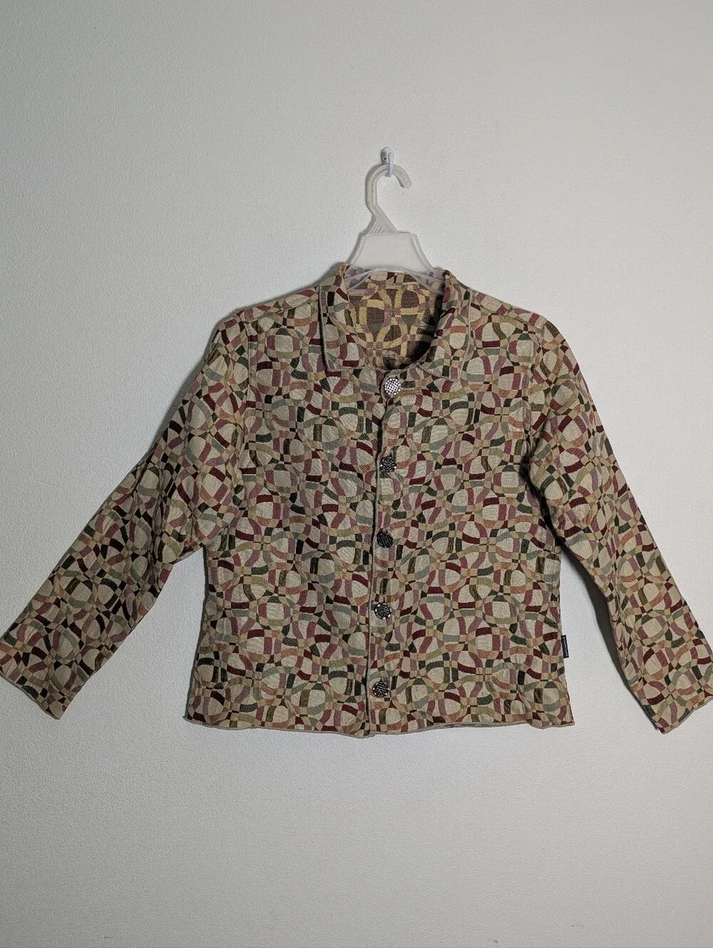 Winding River Womens Jacket Blazer Lagenlook Artsy Boho Tapestry Brocade Medium